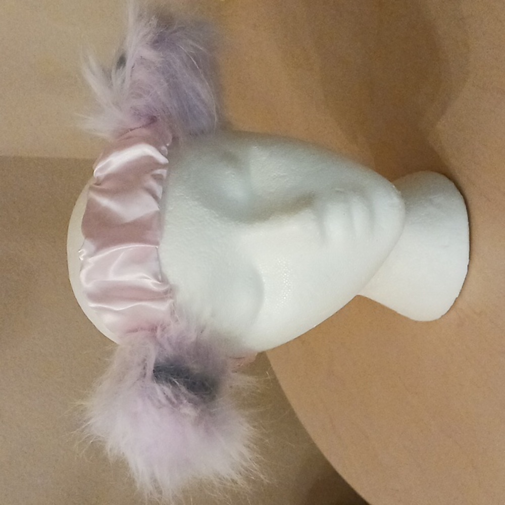 Pink Furry Satin Headband